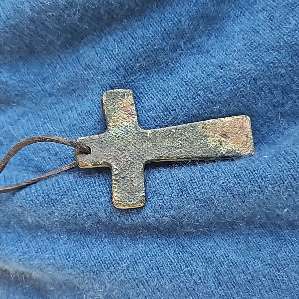 Ceramic Raku cross necklace